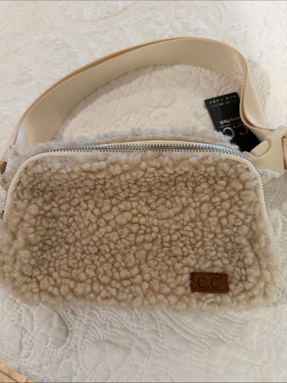C.C Sherpa Waist Pack in Beige Cream